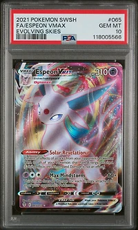 2021 Pokemon Sword & Shield Evolving Skies 065 Full Art/espeon Vmax PSA