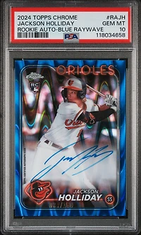 2024 Topps Chrome Rookie Autographs Rajh Jackson Holliday Blue Raywave PSA 10