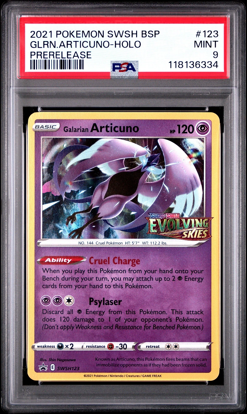 2021 Pokemon Swsh Black Star Promo 123 Galarian Articuno-holo Prerelease PSA