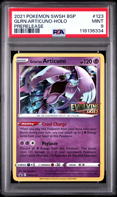 2021 Pokemon Swsh Black Star Promo 123 Galarian Articuno-holo Prerelease PSA