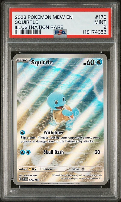 2023 Pokemon Mew En-151 170 Squirtle Illustration Rare PSA 9