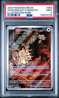 2025 Pokemon Dri En-destined Rivals 203 Team Rocket's Meowth Illustration Rare PSA