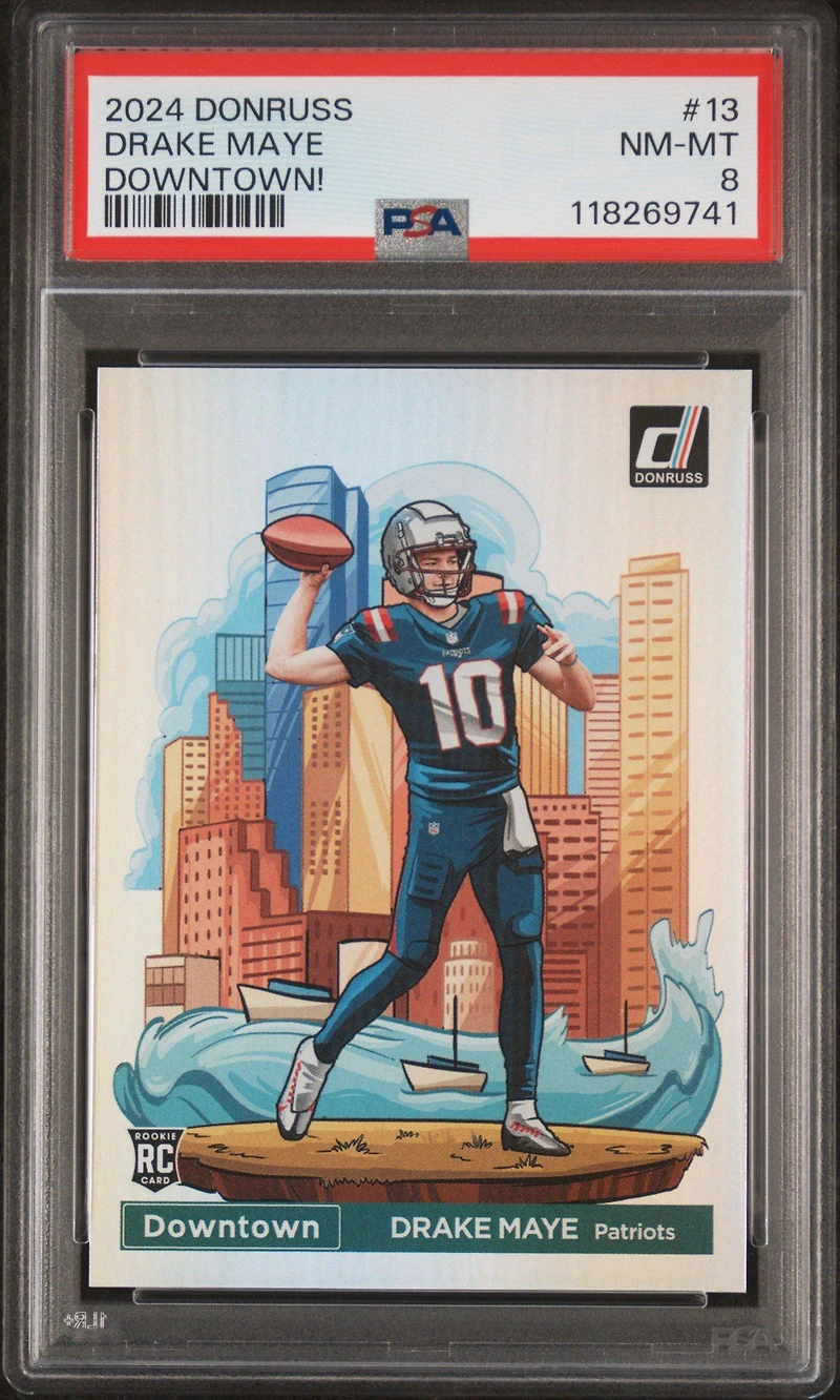 2024 Panini Donruss Downtown! 13 Drake Maye PSA 8