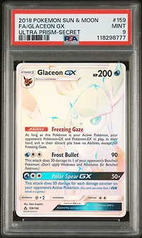 2018 Pokemon Sun & Moon Ultra Prism 159 Full Art/glaceon Gx Secret PSA 9