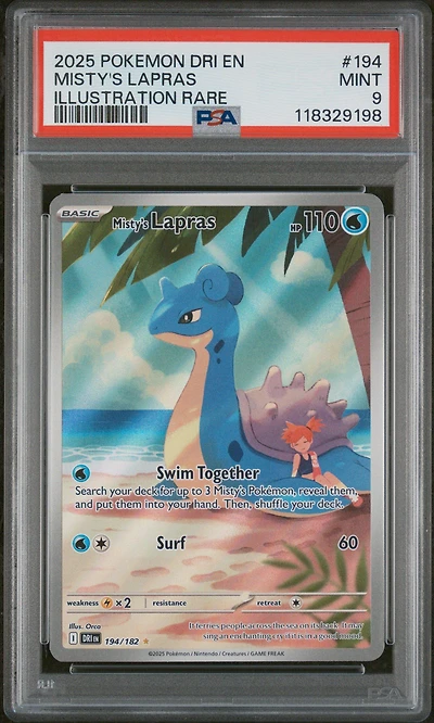 2025 Pokemon Dri En-destined Rivals 194 Misty's Lapras Illustration Rare PSA