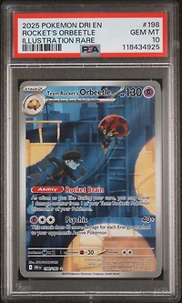 2025 Pokemon Dri En-destined Rivals 198 Team Rocket's Orbeetle Illustration Rare PSA