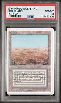 1994 Magic The Gathering Revised Scrubland PSA 8