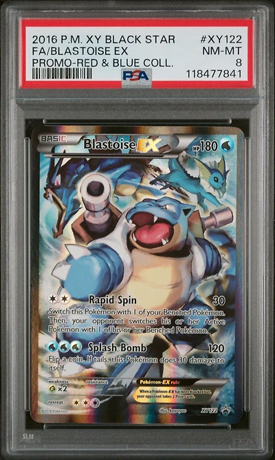 2016 Pokemon Xy Black Star Promo Xy122 Full Art/blastoise Ex Red & Blue Collection PSA