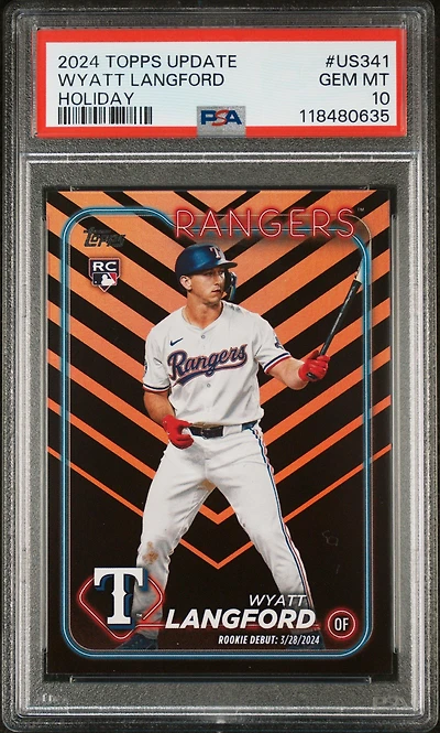 2024 Topps Update Us341 Wyatt Langford Holiday PSA 10