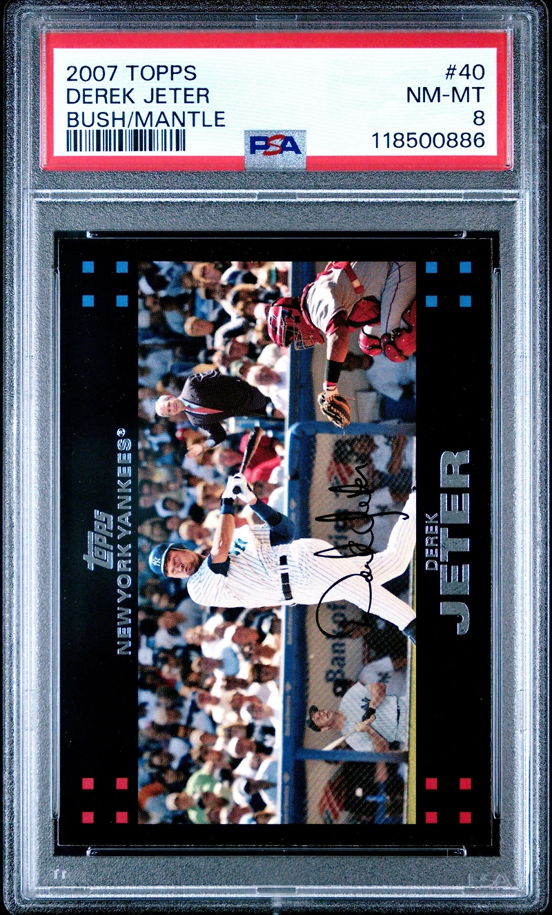 2007 Topps 40 Derek Jeter Bush/mantle PSA 8