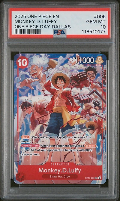 2025 One Piece Promos 006 Monkey D. Luffy One Piece Day Dallas PSA 10