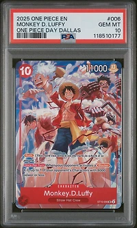 2025 One Piece Promos 006 Monkey D. Luffy One Piece Day Dallas PSA 10