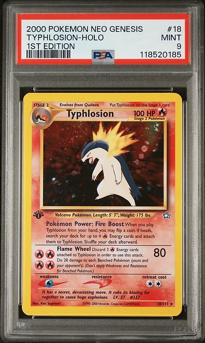 2000 Pokemon Neo Genesis 1st Edition 18 Typhlosion-holo PSA 9