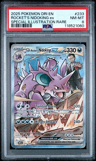 2025 Pokemon Dri En-destined Rivals 233 Team Rocket's Nidoking Ex Special Illustration Rare PSA