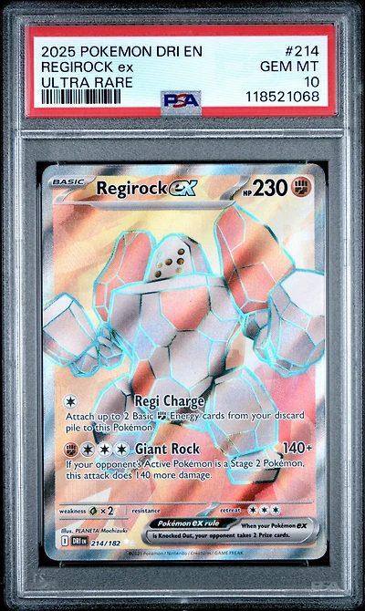 2025 Pokemon Dri En-destined Rivals 214 Regirock Ex Ultra Rare PSA