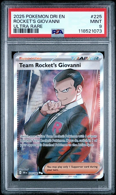 2025 Pokemon Dri En-destined Rivals 225 Team Rocket's Giovanni Ultra Rare PSA
