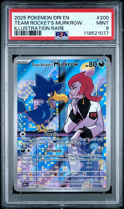 2025 Pokemon Dri En-destined Rivals 200 Team Rocket's Murkrow Illustration Rare PSA
