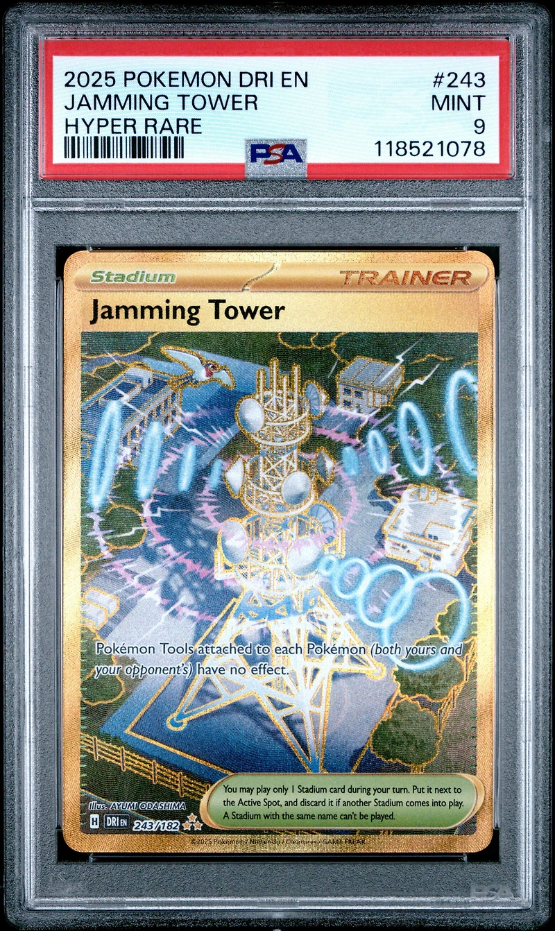 2025 Pokemon Dri En-destined Rivals 243 Jamming Tower Hyper Rare PSA