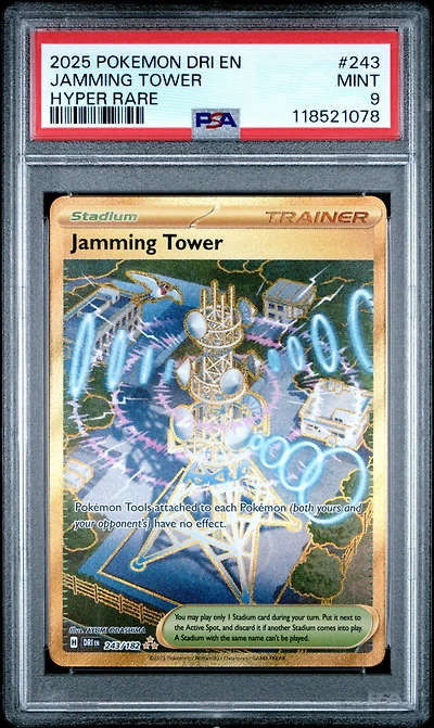 2025 Pokemon Dri En-destined Rivals 243 Jamming Tower Hyper Rare PSA