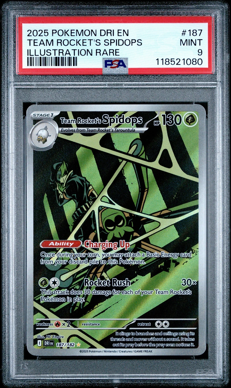 2025 Pokemon Dri En-destined Rivals 187 Team Rocket's Spidops Illustration Rare PSA