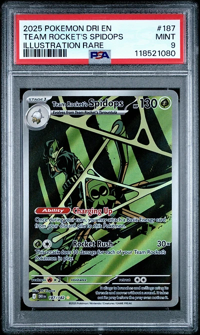 2025 Pokemon Dri En-destined Rivals 187 Team Rocket's Spidops Illustration Rare PSA