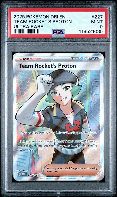 2025 Pokemon Dri En-destined Rivals 227 Team Rocket's Proton Ultra Rare PSA