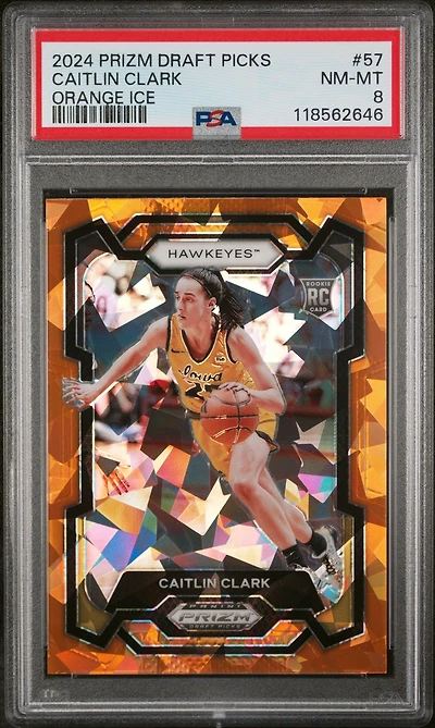 2024 Panini Prizm Draft Picks 57 Caitlin Clark Orange Ice PSA