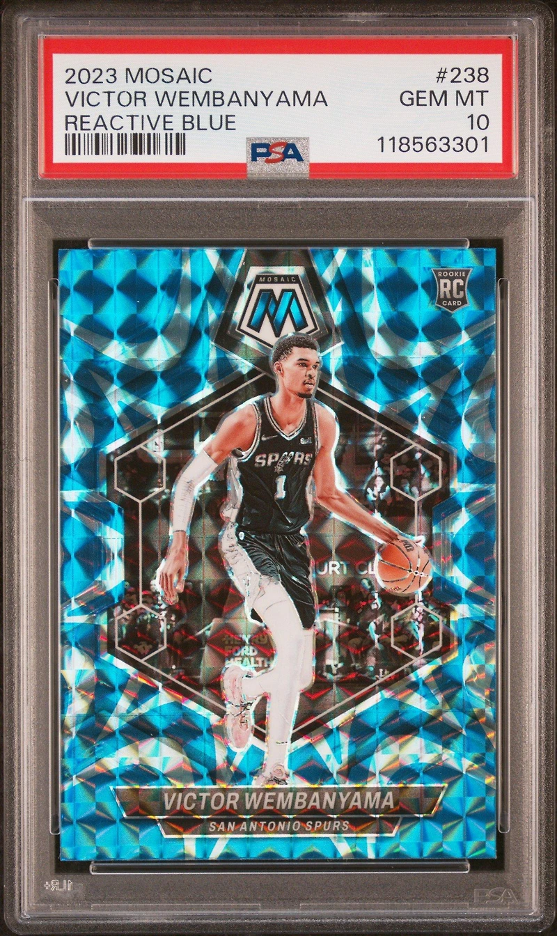 2023 Panini Mosaic 238 Victor Wembanyama Reactive Blue PSA 10