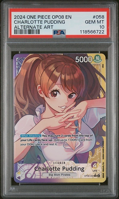 2024 One Piece Op08-two Legends 058 Charlotte Pudding Alternate Art PSA 10
