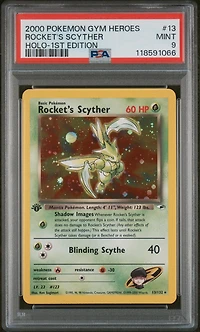 2000 Pokemon Gym Heroes 13 Rocket's Scyther Holo-1st Edition PSA 9