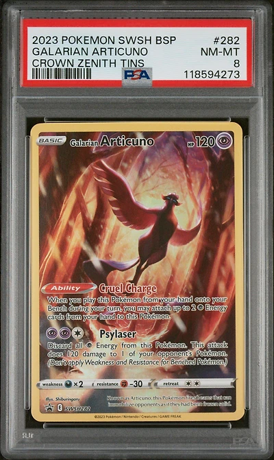 2023 Pokemon Swsh Black Star Promo 282 Galarian Articuno Crown Zenith Tins PSA