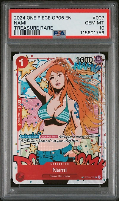 2024 One Piece Op06-wings Of The Captain 007 Nami Treasure Rare PSA 10