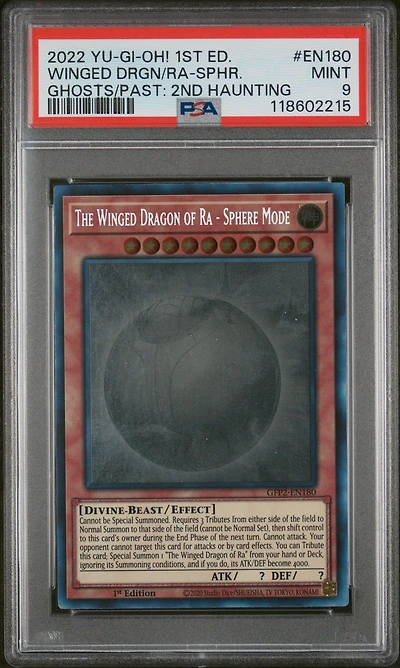 2022 Yu-gi-oh! Gfp2-ghosts From The Past: The 2nd Haunting En180 The Winged Dragon Of Ra-sphere Mode 1st Edition PSA 9