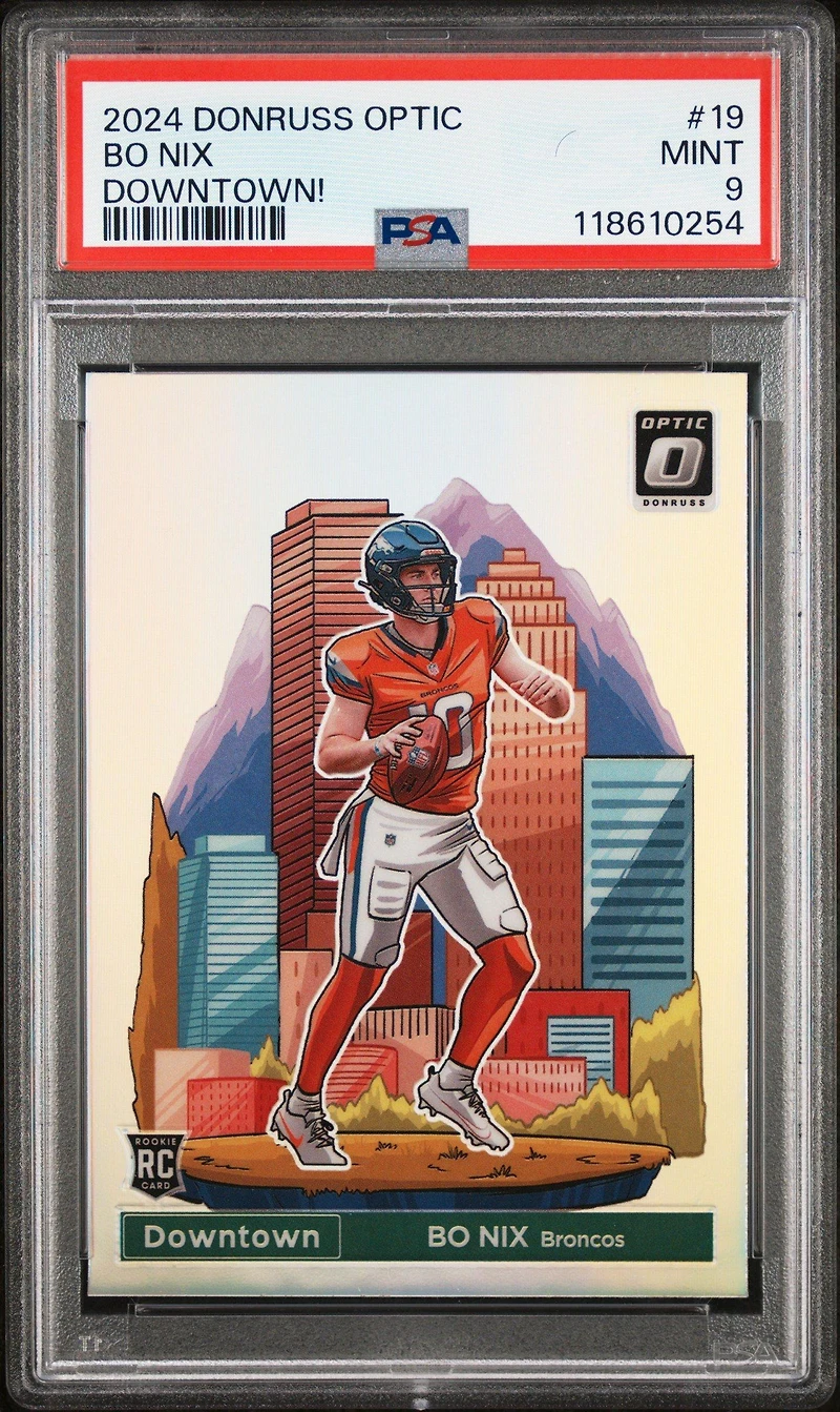2024 Panini Donruss Optic Downtown! 19 Bo Nix PSA 9