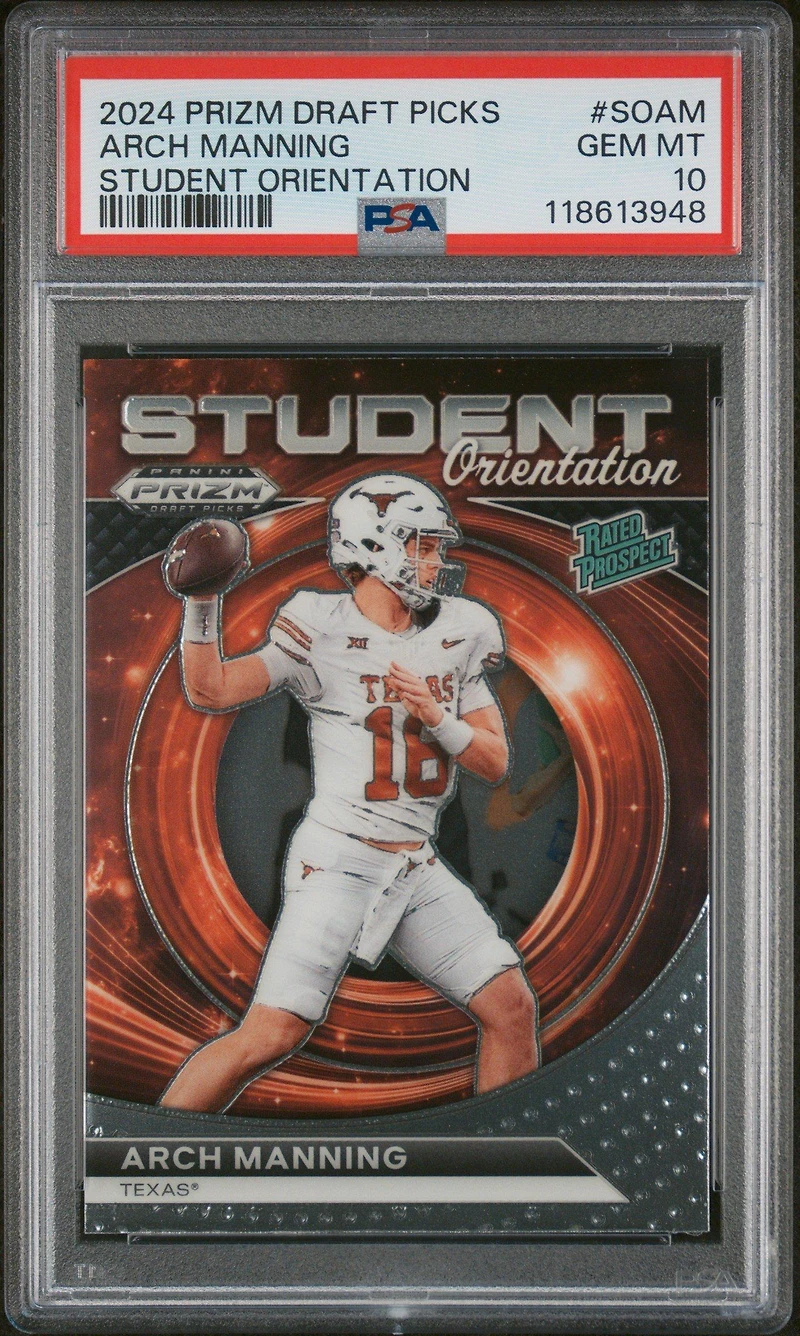 2024 Panini Prizm Draft Picks Student Orientation Soam Arch Manning PSA 10