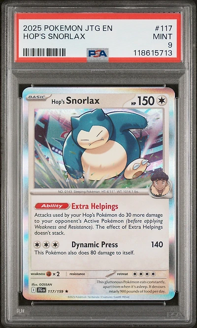 2025 Pokemon Jtg En-journey Together 117 Hop's Snorlax PSA