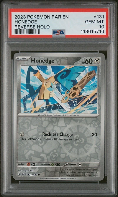 2023 Pokemon Par En-paradox Rift 131 Honedge Reverse Holo PSA 10