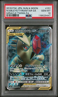2019 Pokemon Japanese Sun & Moon Miracle Twins 101 Full Art/mega Sableye & Tyranitar Gx PSA 10