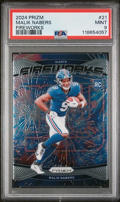 2024 Panini Prizm Fireworks 21 Malik Nabers PSA 9