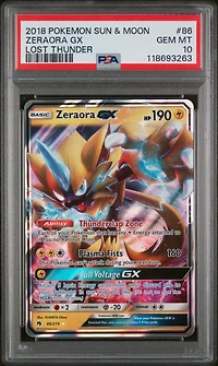2018 Pokemon Sun & Moon Lost Thunder 86 Zeraora Gx PSA 10