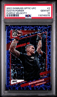 2022 Panini Donruss Optic Ufc 2 Dustin Poirier Purple Velocity PSA 10