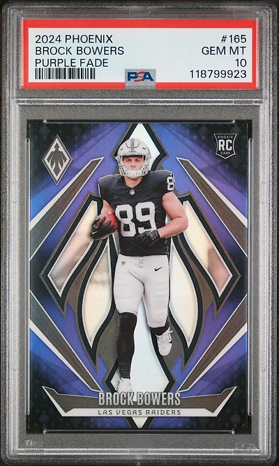 2024 Panini Phoenix 165 Brock Bowers Purple Fade PSA 10