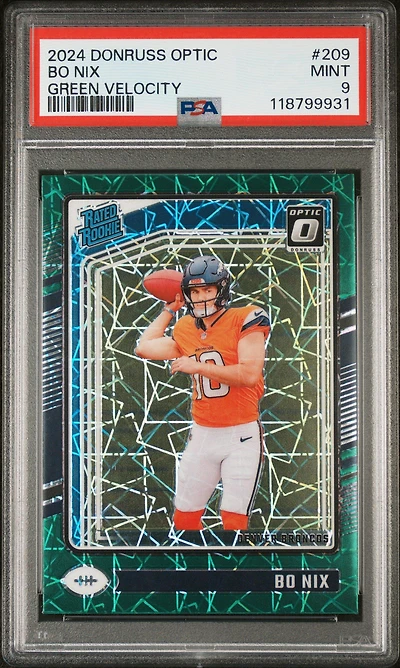 2024 Panini Donruss Optic 209 Bo Nix Green Velocity PSA