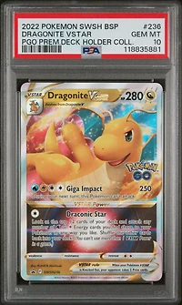2022 Pokemon Swsh Black Star Promo 236 Dragonite Vstar Pokemon Go Premier Deck Holder Collection PSA 10