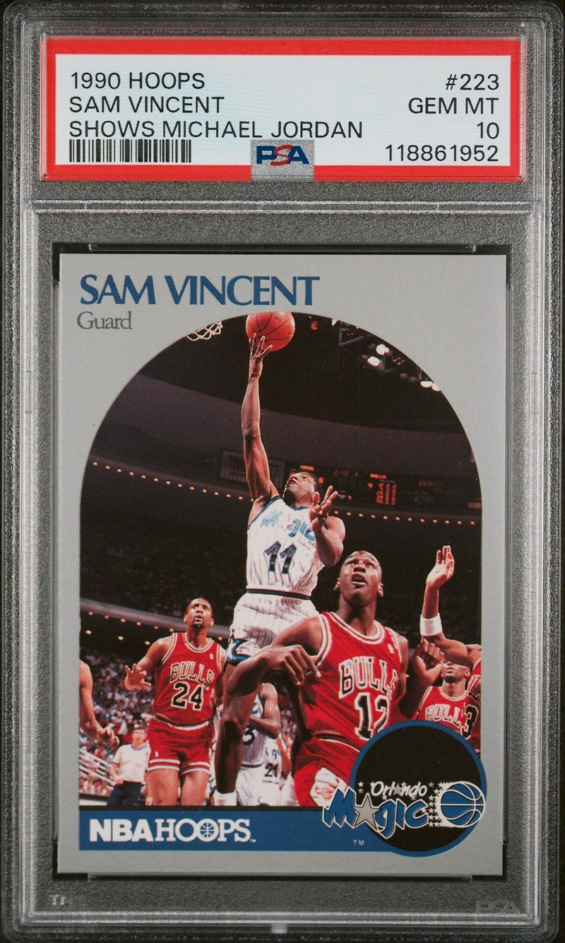 1990 Hoops 223 Sam Vincent Shows Michael Jordan PSA