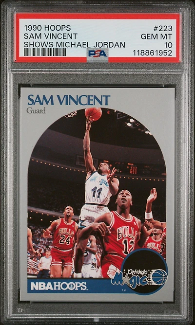1990 Hoops 223 Sam Vincent Shows Michael Jordan PSA