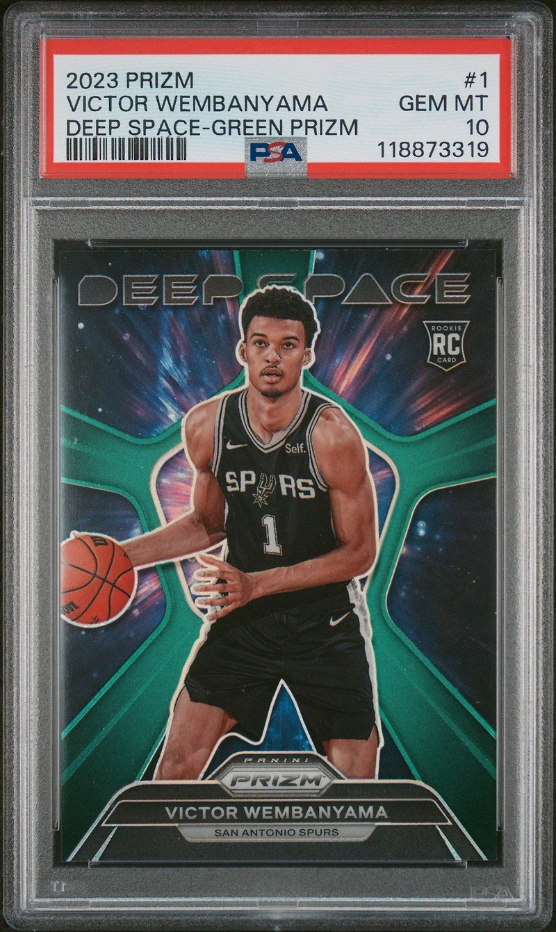2023 Panini Prizm Deep Space 1 Victor Wembanyama Green Prizm PSA 10