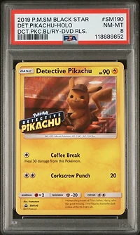 2019 Pokemon Sm Black Star Promo Sm190 Detective Pikachu-holo Detective Pikachu Blu-ray & Dvd Release PSA 8
