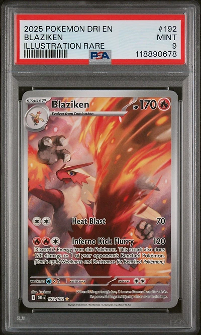 2025 Pokemon Dri En-destined Rivals 192 Blaziken Illustration Rare PSA