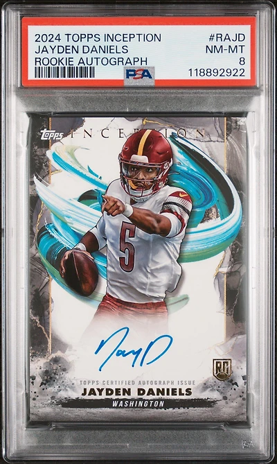 2024 Topps Inception Rookie Autographs Rajd Jayden Daniels PSA 8